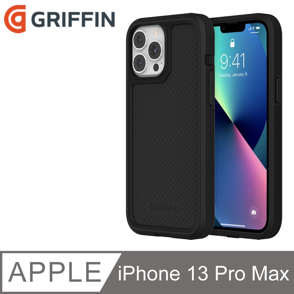 Griffin  iPhone 13 Pro Max (6.7吋) Survivor Earth軍規防摔殼-黑色