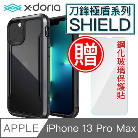 超值組合殼+貼X-Doria刀鋒極盾 iPhone 13 Pro Max防摔手機殼 尊爵黑/贈非滿版貼