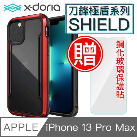 超值組合殼+貼X-Doria刀鋒極盾 iPhone 13 Pro Max防摔手機殼 熱情紅/贈非滿版貼