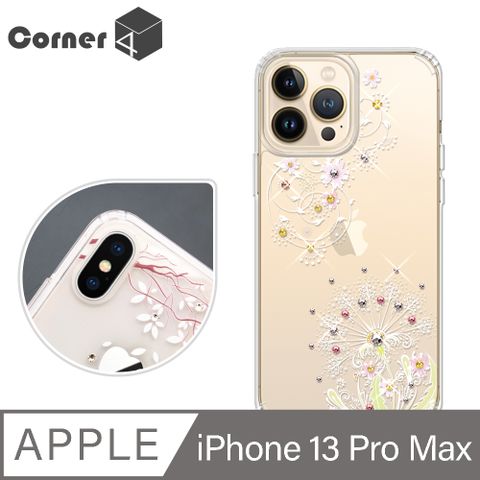 Corner4 iPhone 13 Pro Max 6.7吋奧地利彩鑽雙料手機殼-彼岸花