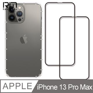 RedMoon APPLE iPhone13 Pro Max 6.7吋 手機殼貼3件組 鏡頭全包式空壓殼+9H玻璃保貼2入