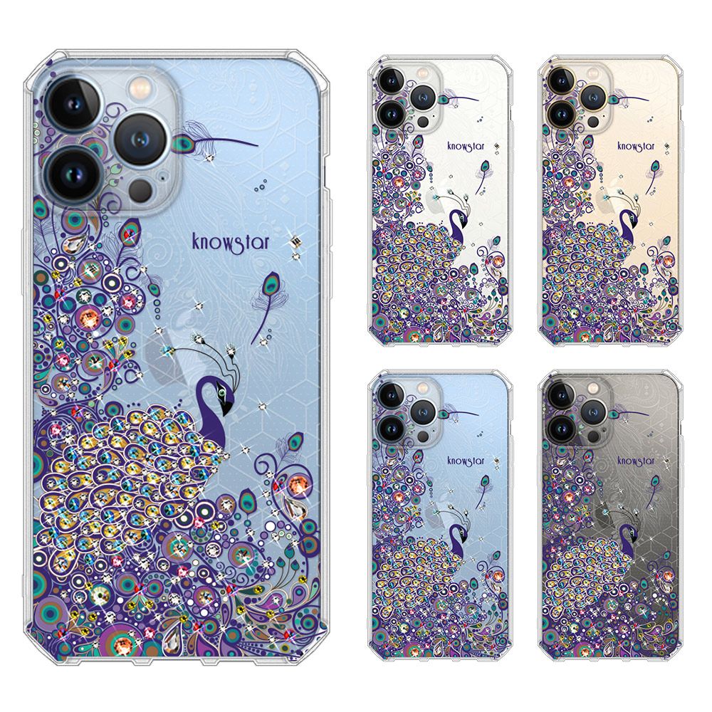 KnowStar APPLE 全系列 鏡頭全包覆彩鑽防摔魔方手機殼-藍翎(16ProMax/16Plus/15Pro/14Pro/13mini/12Pro/i11)