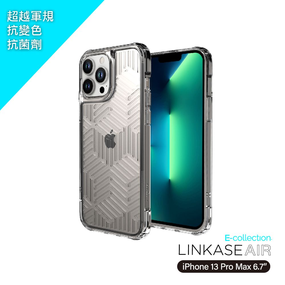 ABSOLUTE iPhone 13 Pro Max 6.7吋專用 幾何線條不可思議 壓倒性的透明度頂級玻璃工藝再進化 半導體電子蝕刻技術Ag+銀離子抗菌劑添加使用安心螢幕及鏡頭1.5mm防撞加高