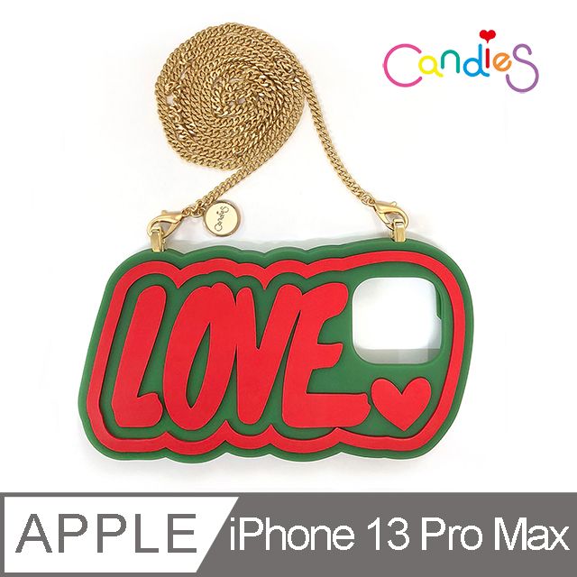 Candies iPhone 13 Pro Max -  LOVE手機殼-附長鏈(綠)