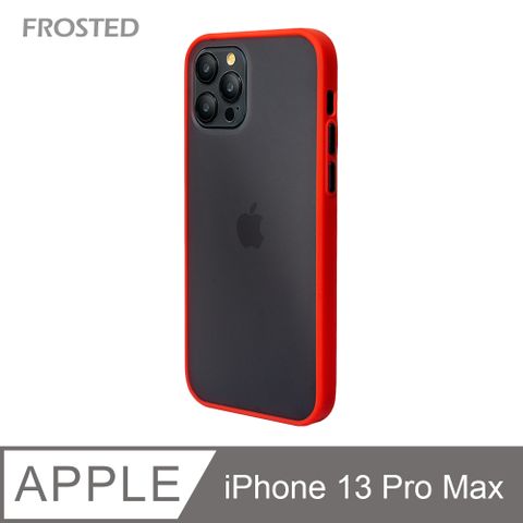 【個性撞色防摔】iPhone13 Pro Max 手機殼 i13 Pro Max 親膚手感 鏡頭加高 不留指紋(紅+黑鍵)