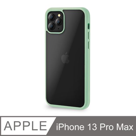 【輕薄防摔殼】iPhone 13 Pro Max 手機殼 i13 Pro Max 保護殼 鏡頭加高 軟邊硬殼(果凍綠)輕量化設計，輕透背版