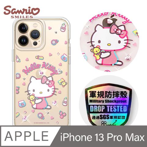 APBS 三麗鷗 iPhone 13 Pro Max 6.7吋輕薄軍規防摔水晶彩鑽手機殼-愛心凱蒂