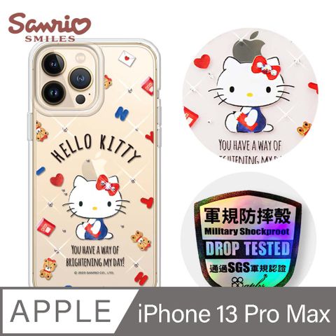 APBS 三麗鷗 iPhone 13 Pro Max 6.7吋輕薄軍規防摔水晶彩鑽手機殼-小熊凱蒂