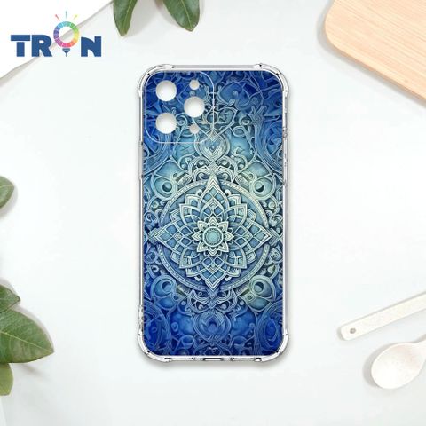 TRON IPhone 13 PRO MAX 藍色漸層印度Henna幸運祝福圖騰 四角防摔殼 手機殼