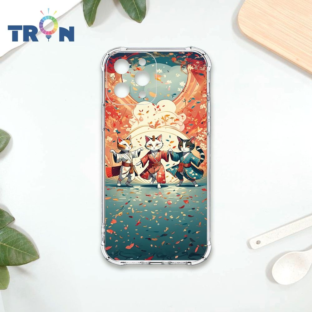  TRON IPhone 13 PRO MAX 穿著和服跳舞的三隻花貓咪系列 四角防摔殼 手機殼