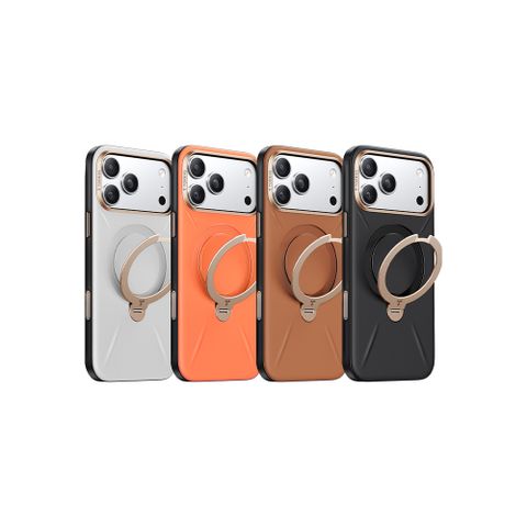 TORRAS  Ostand Spin VegSkin iPhone 17系列磁吸四象限旋轉支架防摔純素皮革手機殼