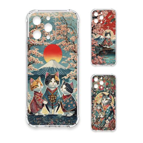 TRON iPhone 17 日系富士山櫻花貓咪 四角防摔 軟殼 手機殼