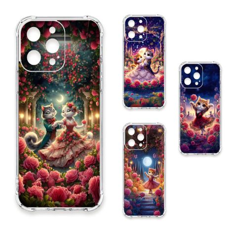 TRON iPhone 17 Air 月光玫瑰庭園跳舞貓咪 四角防摔 軟殼 手機殼