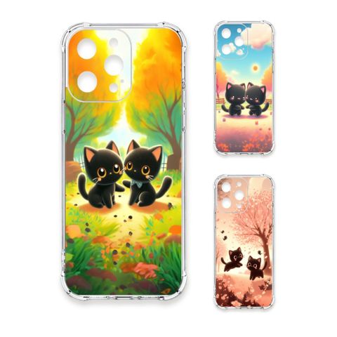 TRON iPhone Air 櫻花公園黑色貓咪 四角防摔 軟殼 手機殼