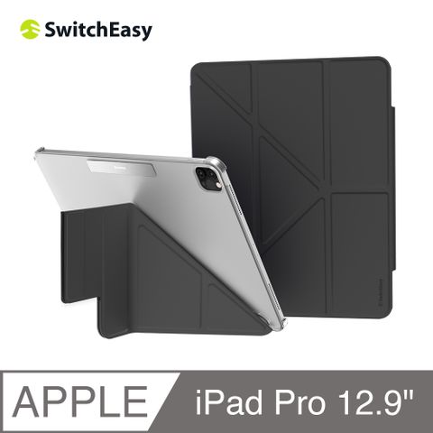 魚骨牌 SwitchEasy iPad Pro 12.9吋 多角度支架透明保護殼 Origami Nude 黑色(內襯升級)