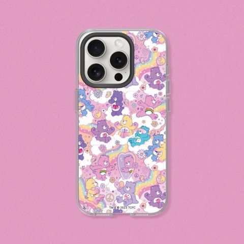 【犀牛盾】iPhone 14系列Clear(MagSafe 兼容)透明防摔手機殼｜Care Bears系列-粉紫樂園
