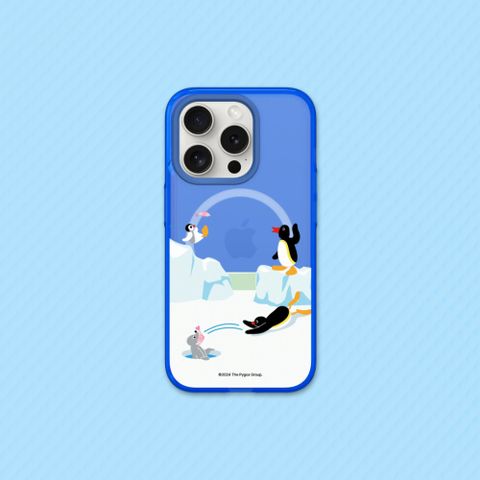 【犀牛盾】iPhone 15系列JellyTint(MagSafe 兼容)透明手機殼｜Pingu企鵝家族-魚的接力賽