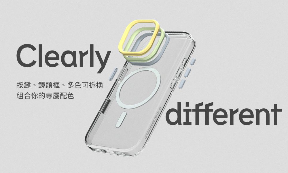Clearly按鍵、鏡頭框、多色可拆換組合你的專屬配色different