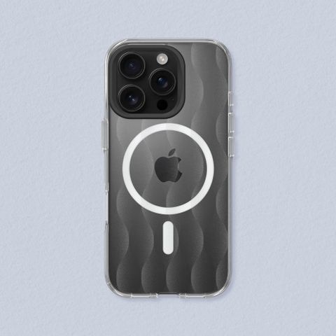 iPhone 16系列Clear(MagSafe兼容)透明防摔手機殼-相機鍵按鈕版｜獨家設計玻璃紋理-流沙紋理玻璃
