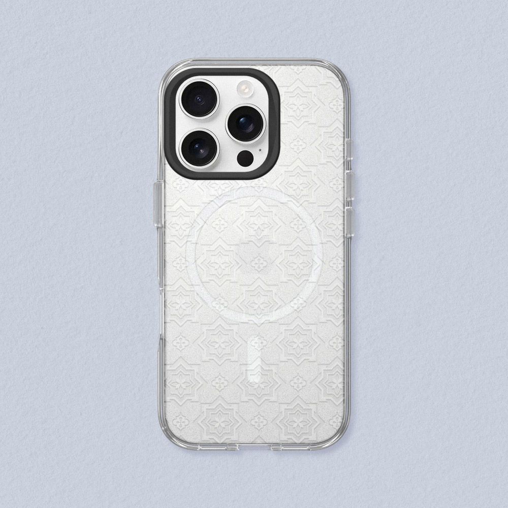 RHINOSHIELD 犀牛盾 iPhone 12/Pro/Pro Max Clear(MagSafe兼容)透明防摔手機殼-獨家設計玻璃紋理-摩洛哥花磚馬賽克玻璃