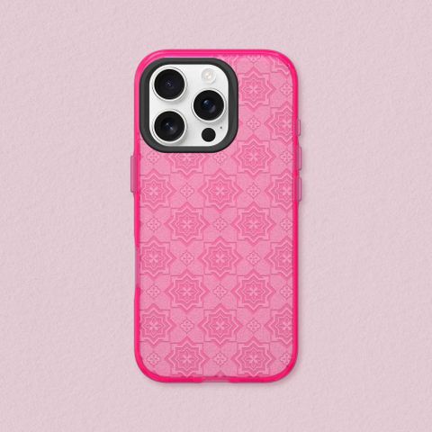 iPhone 16系列JellyTint透明防摔手機殼-相機鍵按鈕版-獨家設計玻璃紋理-摩洛哥花磚馬賽克玻璃