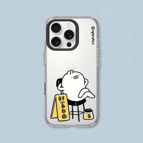 【犀牛盾】iPhone 16e Clear透明防摔手機殼-醜白兔系列-財富自由啦!