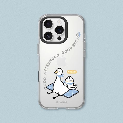 【犀牛盾】iPhone 15系列Clear(MagSafe兼容)透明防摔手機殼｜醜白兔系列-鵝鵝好友