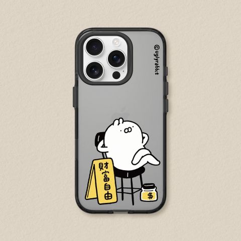 【犀牛盾】iPhone 15系列JellyTint透明防摔手機殼-醜白兔-財富自由啦!(多色可選)