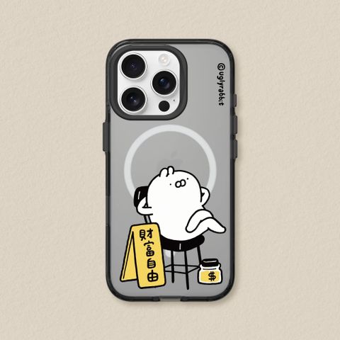 【犀牛盾】iPhone 13 JellyTint(MagSafe兼容)透明防摔手機殼-醜白兔系列-財富自由啦!