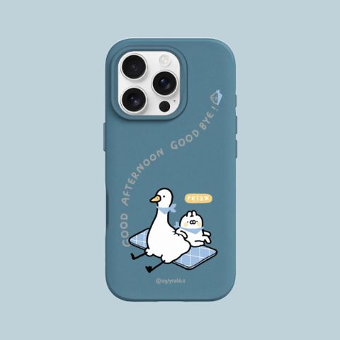 【犀牛盾】iPhone 14系列SolidSuit防摔背蓋手機殼-醜白兔系列-鵝鵝好友(多色可選)