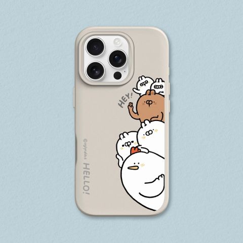 【犀牛盾】iPhone 16e SolidSuit(MagSafe兼容)防摔背蓋手機殼-醜白兔-醜白兔的夥伴們