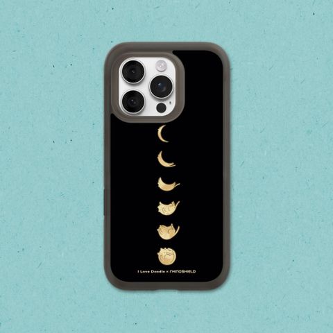 【犀牛盾】iPhone 16系列 AirX極致氣墊緩衝磁吸手機殼(MagSafe兼容)｜ilovedoodle系列-貓咪月象-黑