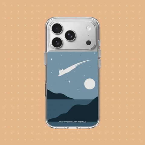【犀牛盾】iPhone 17系列 Clear MagSafe兼容 抗黃化透明防摔磁吸手機殼｜ilovedoodle系列-貓咪流星