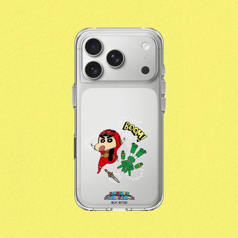 【犀牛盾】iPhone 17系列 Clear 抗黃化透明防摔手機殼｜蠟筆小新X超級戰隊系列-小新與康達姆機器人