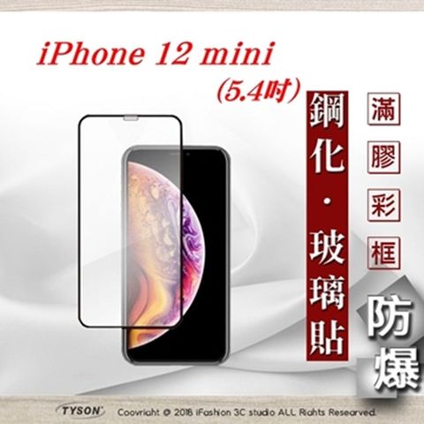 Apple 蘋果 iPhone 12 mini (5.4吋) - 2.5D滿版滿膠 彩框鋼化玻璃保護貼 9H