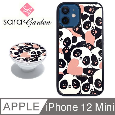 【Sara Garden】iPhone 12 Mini 手機殼 i12 Mini 保護殼 5.4吋 防摔殼 氣囊手機支架 光盾 愛心熊貓