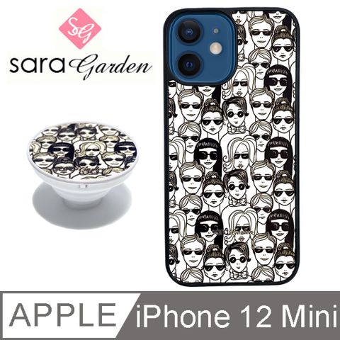 【Sara Garden】iPhone 12 Mini 手機殼 i12 Mini 防摔殼 保護殼 5.4吋 氣囊氣墊手機支架 墨鏡女孩