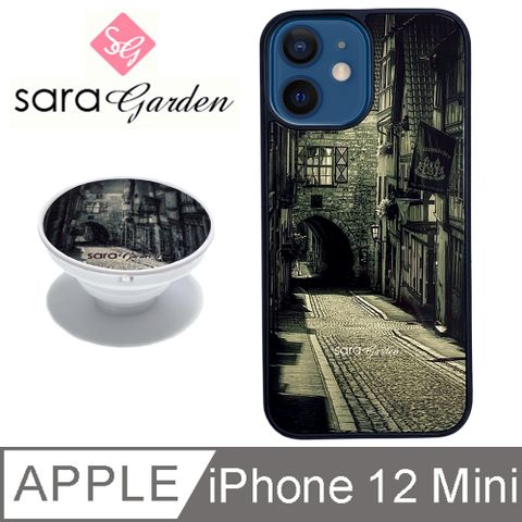 【Sara Garden】iPhone 12 Mini 手機殼 i12 Mini 防摔殼 保護殼 5.4吋 氣囊氣墊手機支架 復古街景