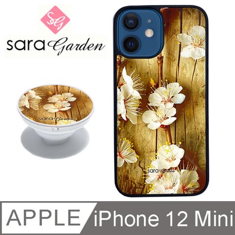 【Sara Garden】iPhone 12 Mini 手機殼 i12 Mini 防摔殼 保護殼 5.4吋 氣囊氣墊手機支架 桃花木紋