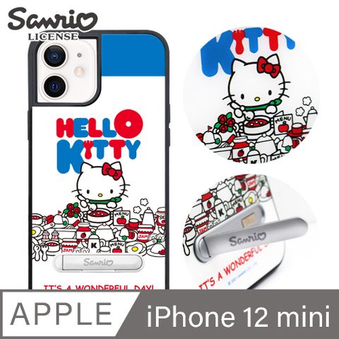 Sanrio 三麗鷗 三麗鷗 Kitty iPhone 12 mini 5.4吋減震立架手機殼-吃貨凱蒂