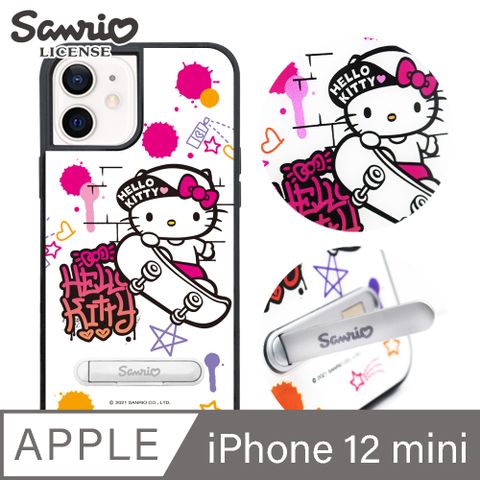 Sanrio 三麗鷗 三麗鷗 Kitty iPhone 12 mini 5.4吋減震立架手機殼-滑板凱蒂