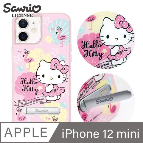 Sanrio 三麗鷗 三麗鷗 Kitty iPhone 12 mini 5.4吋減震立架手機殼-熱帶凱蒂