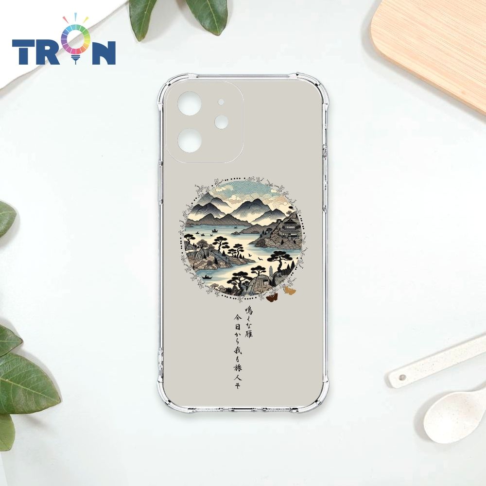  TRON IPhone 12 MINI 圓形復古山水畫系列 四角防摔殼 手機殼