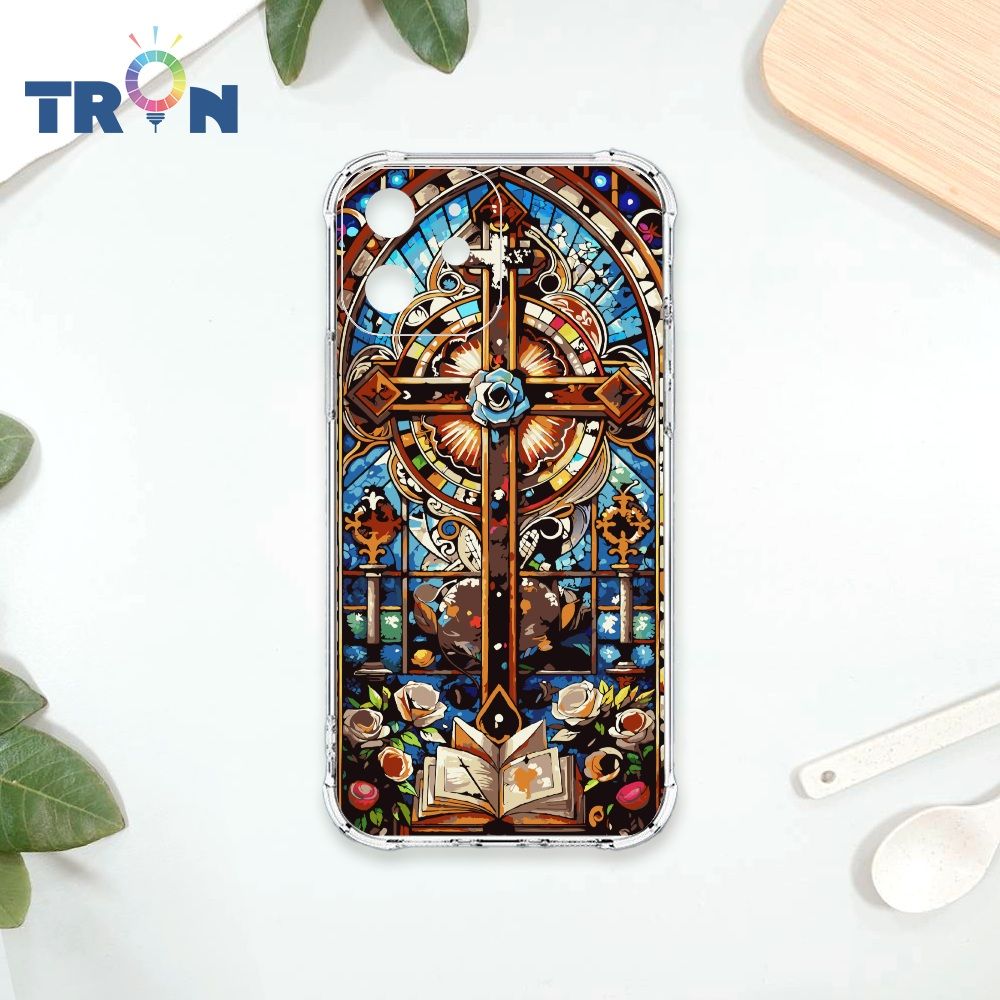  TRON IPhone 12 MINI 十字架彩繪玻璃 四角防摔殼 手機殼