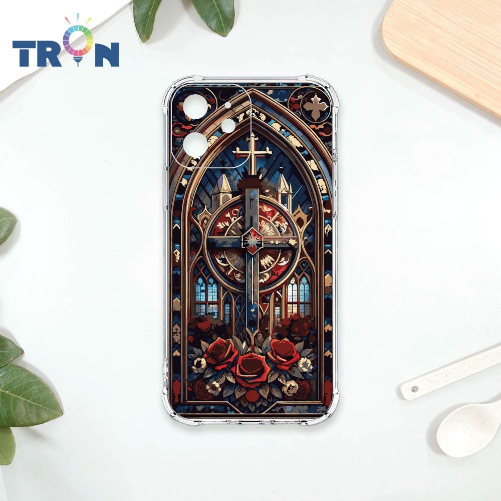  TRON IPhone 12 MINI 十字架彩繪玻璃 四角防摔殼 手機殼
