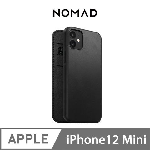 NOMAD 【美國】HORWEEN iPhone 12 Mini 經典皮革側掀保護套-黑