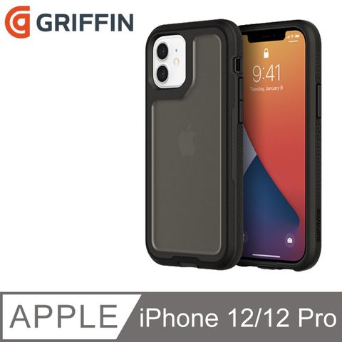 Griffin Survivor Extreme iPhone 12/12 Pro 軍規抗菌4重防護防摔殼(4.9米防摔)-黑色/霧透黑背蓋