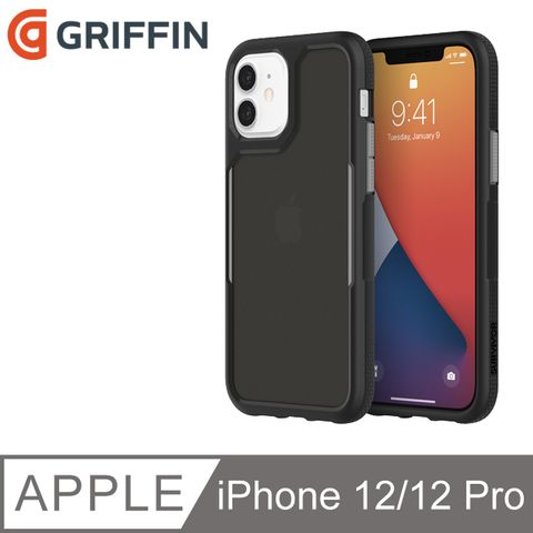 Griffin Survivor Endurance iPhone 12/12 Pro軍規抗菌霧透防摔殼(4.25米防摔)-黑色/霧透黑背蓋