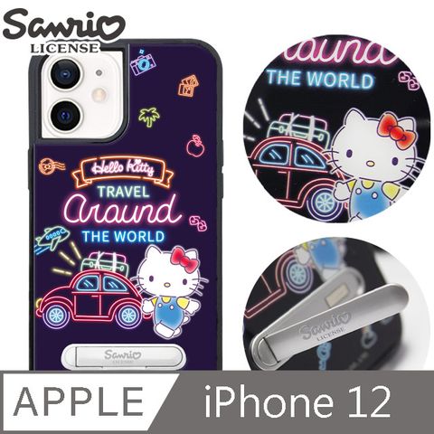 Sanrio 三麗鷗 三麗鷗 iPhone 12 6.1吋減震立架手機殼-霓虹凱蒂