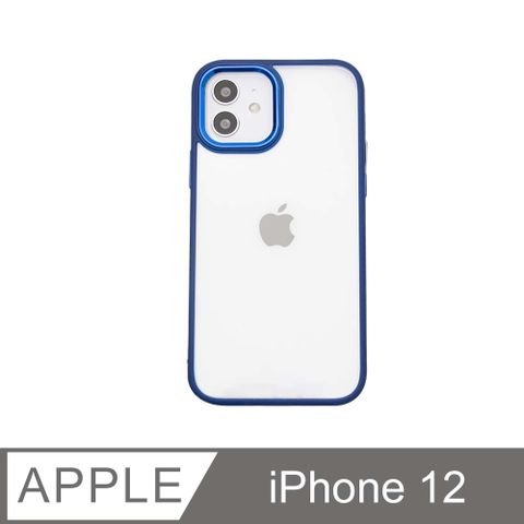 無機質風格 ✦ 金屬鏡框手機殼 iPhone 12 / i12 硬殼軟邊 保護殼套-藏青